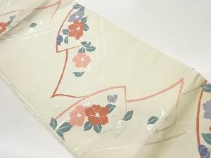 帯に椿模様織出し名古屋帯